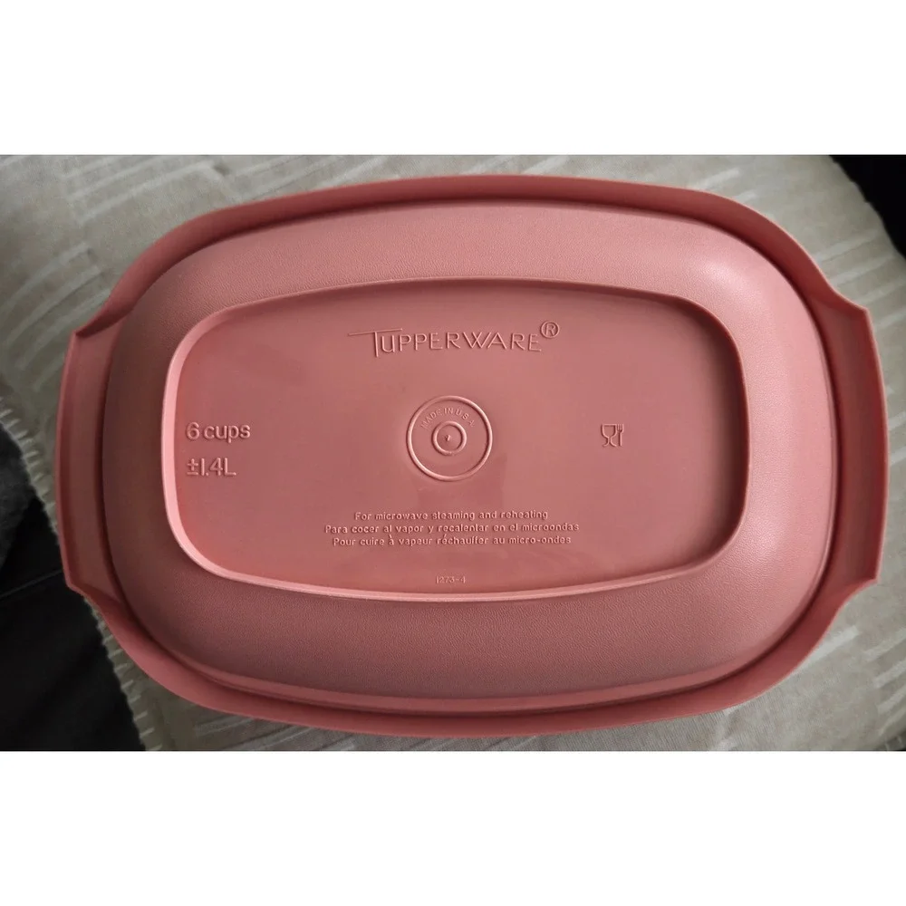 Tupperware Vtg Microwave Steamer 6 Cup 1.4L 3 Piece Set Pink‎ 1273-4 Made in USA